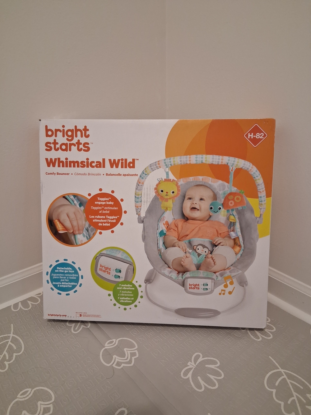 Bright Starts Whimsical Wild Baby Bouncer - Gray and Orange